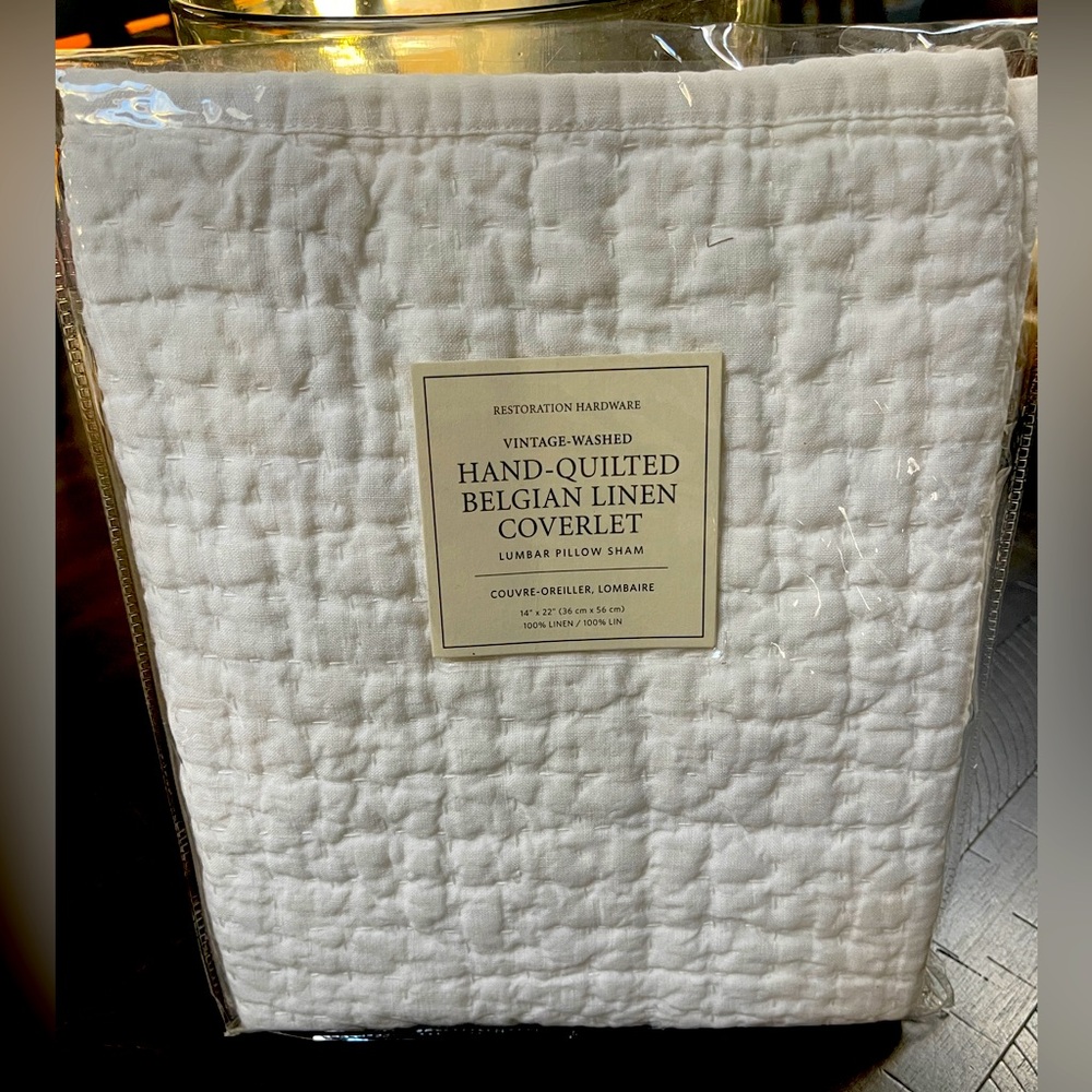 Restoration Hardware-white lumbar pillow sham-Belgian Linen! NWT